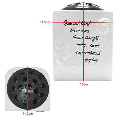 Memorial Rose Bowl with 3D Flowers and Wording Glazed Finish Graveside Vase Ornament - Special Dad
