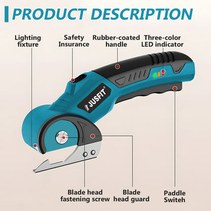 Machine ONLY Rechargeable Cordless Electric Scissors, Electric Fabric Scissors Cordless, USB Charging Fabric & Cardboard with Safety Lock, Powerful Handheld Scissor for Sewing, Crafting, Cardboard, Leather, Carpet, DIY & Garden Use, Time Saving Sewing Too