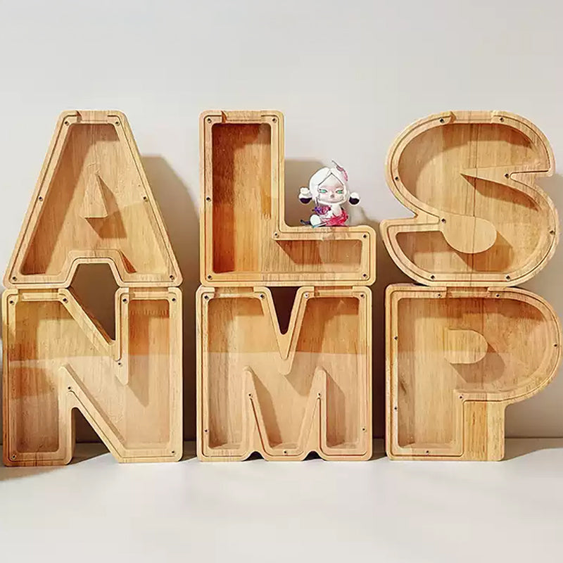 1 unique 18cm*18cm wooden letter jar - 26 creative A-Z letter storage containers, transparent design, birthday gift idea, home decoration, best friend gift, and functional holiday present.