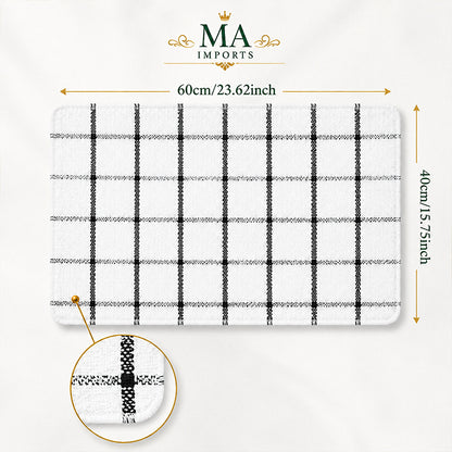 12 Pack white Kitchen Towels with black checkered stripe patterns set 60x40cm, Bulk Cleaning Towels, Cotton Soft Dish Cloths, Plaid and Checkered Tea Towels for Kitchen Cleaning and Daily Household Use