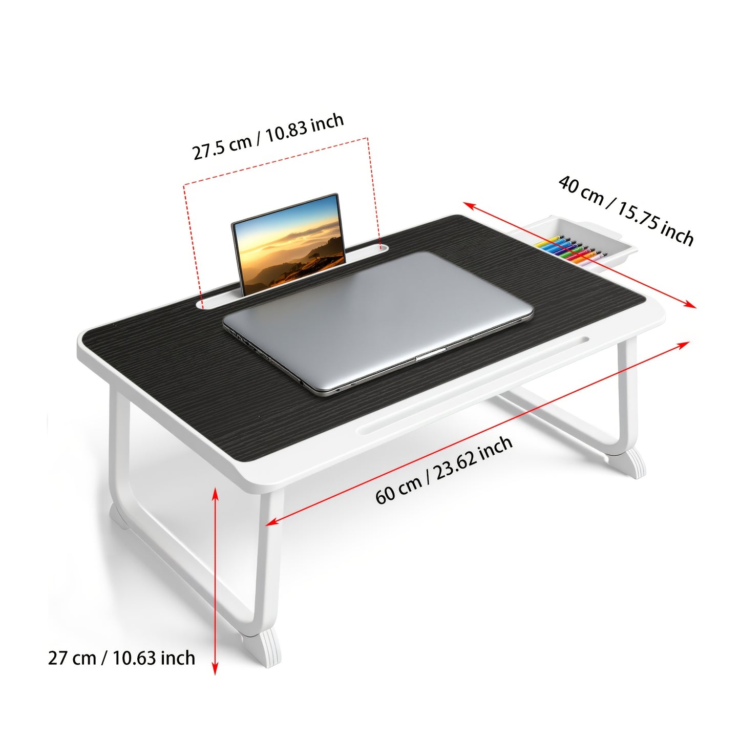 Laptop Bed Table - Foldable Bed Desk, Laptop Tray for Bed, Study, Office & Home Use, Laptop Stand for Bed, Ensuring Stability for Laptops, Tablets, Or Dinner Plates. Bed Table for Laptop, Bed Desk, Laptop Desk
