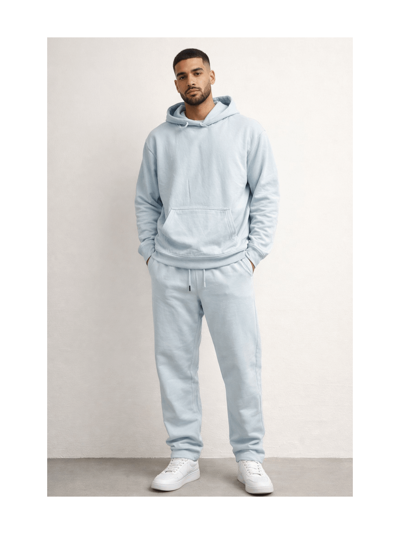 Men'S Outfit Two-Piece Set Featuring a Hooded Long-Sleeve Sweatshirt And Long Pants Solid Colour Knit Fabric Tracksuit, Regular Fit, Perfect Gift for Men, Daily & Outdoor Wear Large Pockets Matching For All Seasons S-XL