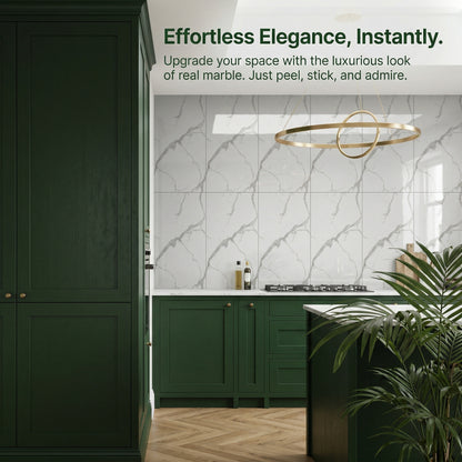 Luxury Marble Pattern Peel and Stick Wall Tiles, Self-Adhesive Backsplash Tiles for Kitchen & Living Room, Waterproof Oil-proof Wall Stickers, Easy to Install Wall Decor, 10/20/30/40pcs