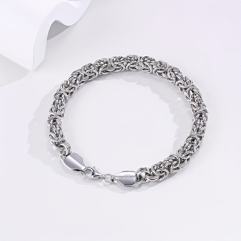 925 Sterling Silver Fashionable Hip Hop Byzantine Bracelet, Handcrafted Solid Cut Braided Bracelet for Both Men And Women - Chic And Long-Lasting Design - Made of Sterling Silver - Ideal Gift for Any Occasion (Includes Gift Box)