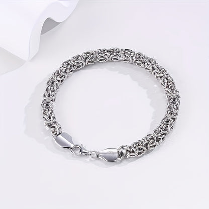 925 Sterling Silver Fashionable Hip Hop Byzantine Bracelet, Handcrafted Solid Cut Braided Bracelet for Both Men And Women - Chic And Long-Lasting Design - Made of Sterling Silver - Ideal Gift for Any Occasion (Includes Gift Box)
