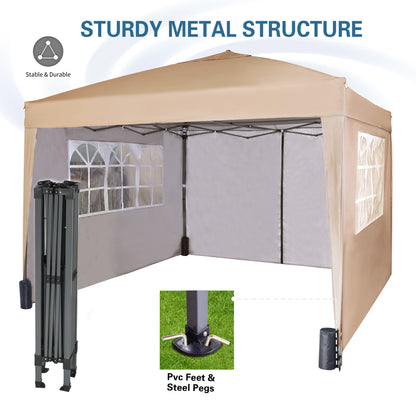 Pop-up Gazebo 3m x 3m with Sides & 4 Weight Bags & Silver Protective Layer Waterproof Marquee Canopy