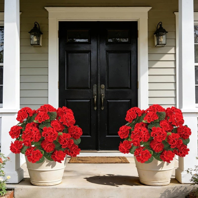 Set of 4 Uv-Resistant Geranium Flowers for Home And Garden Decoration