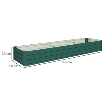 Galvanised Raised Bed for Garden, Rectangular Outdoor Elevated Planter Box with Safety Edging and Open Bottom for Growing Flowers, Herbs and Vegetables, 240 x 60cm, Grey