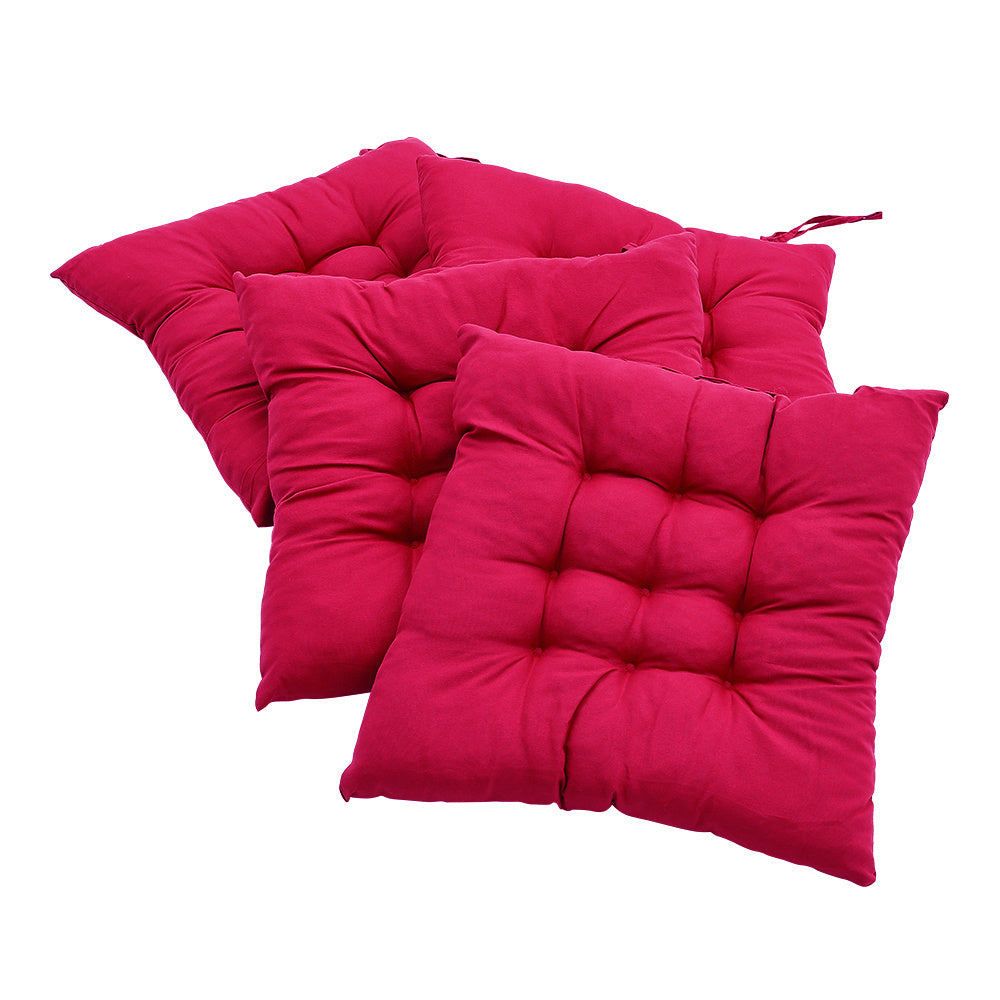 Rose Red Four-piece Outdoor Seat Cushion Combo, Specifications 40×40×5 Cm, Aloe Cotton and Pearl Cotton Blended Material, Creates A Comfortable Sitting Sensation Experience for Courtyard and Terrace