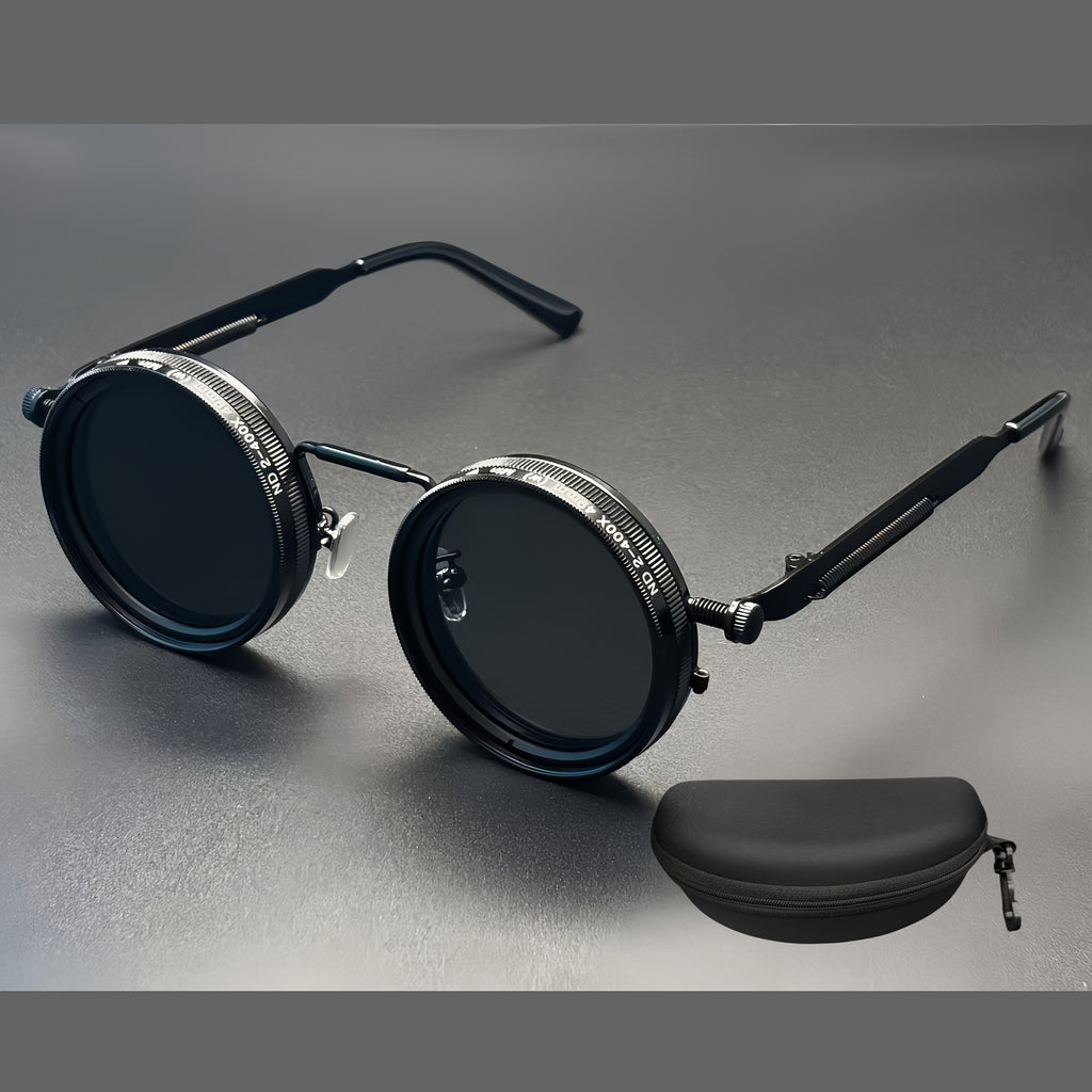 Adjustable Retro Fashion Glasses Alloy Novelty Eyewear with Case and Cloth - 黑色 option
