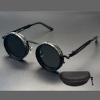 Adjustable Retro Fashion Glasses Alloy Novelty Eyewear with Case and Cloth - 黑色 option