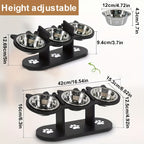 Adjustable Three Bowl Dog Cat Feeder with Adjustable Height, Non-Slip - product gallery image 2