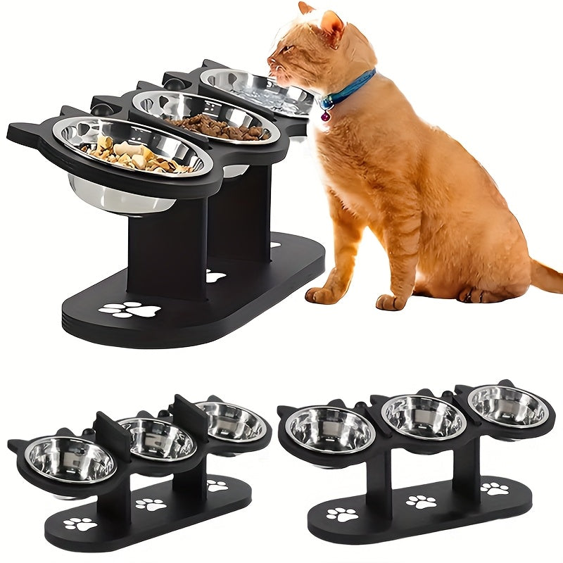 Adjustable Three Bowl Dog Cat Feeder with Adjustable Height, Non-Slip - product gallery image 8