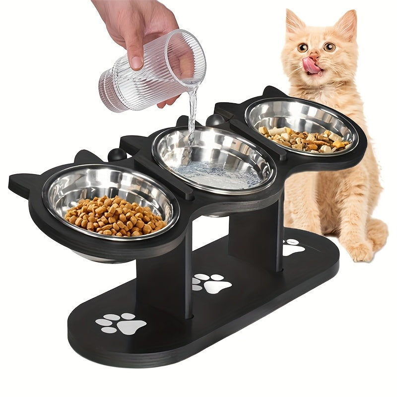 Adjustable Three Bowl Dog Cat Feeder with Adjustable Height, Non-Slip - product gallery image 9