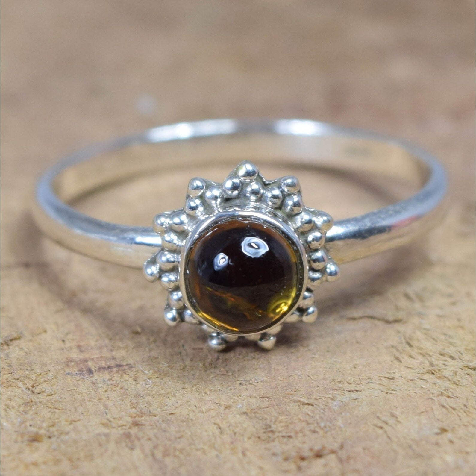 Ring Sterling Silver Gemstone Flower for layering and statement styling