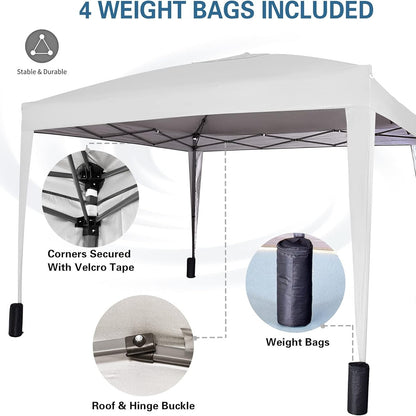 Pop-up Gazebo 3m x 3m with Sides & 4 Weight Bags & Silver Protective Layer Waterproof Marquee Canopy