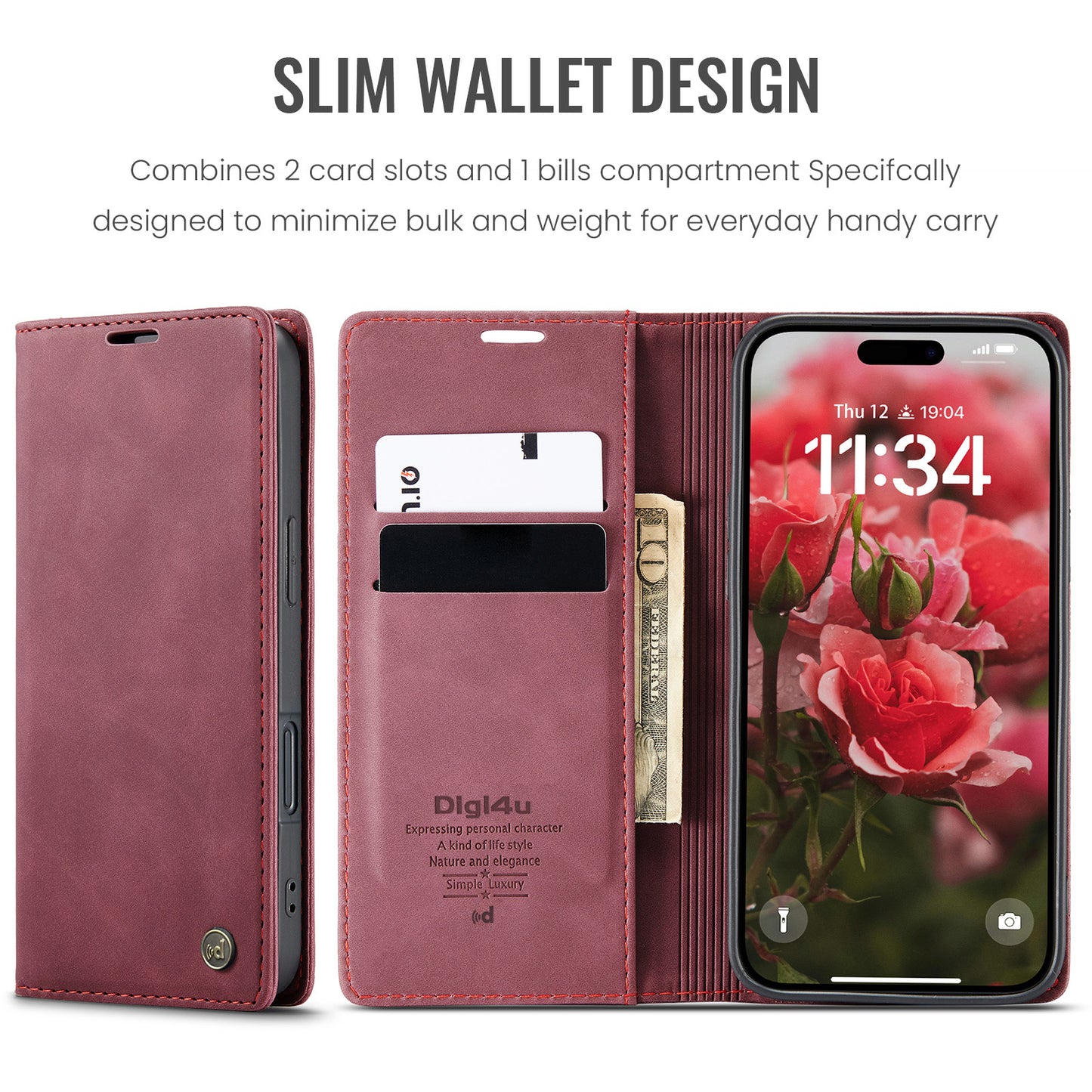Upgraded Faux Leather Flip Cover Wallet Case For iPhone 16 Plus 16 Pro Max with Card Holder, Magnetic Closure, and Stand Function Phone Case