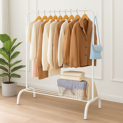 Heavy Duty Clothes Rail, Black Clothes Rail for Bedroom Hanging Rail for Clothes Coats Garment Rack with Shelf, Freestanding Clothes Rack for Dresses Skirts Shoes Hats