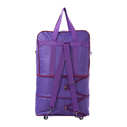 Large Capacity Foldable Travel Bag with Wheels, Oxford Rolling Luggage with Lock, Backpack Travel Duffle, Lightweight Suitcase, Versatile Travel Tote for Airport, Train Travel, Outdoor Trips, Travel Storage Bag, Clothing Protection Bag 1PC