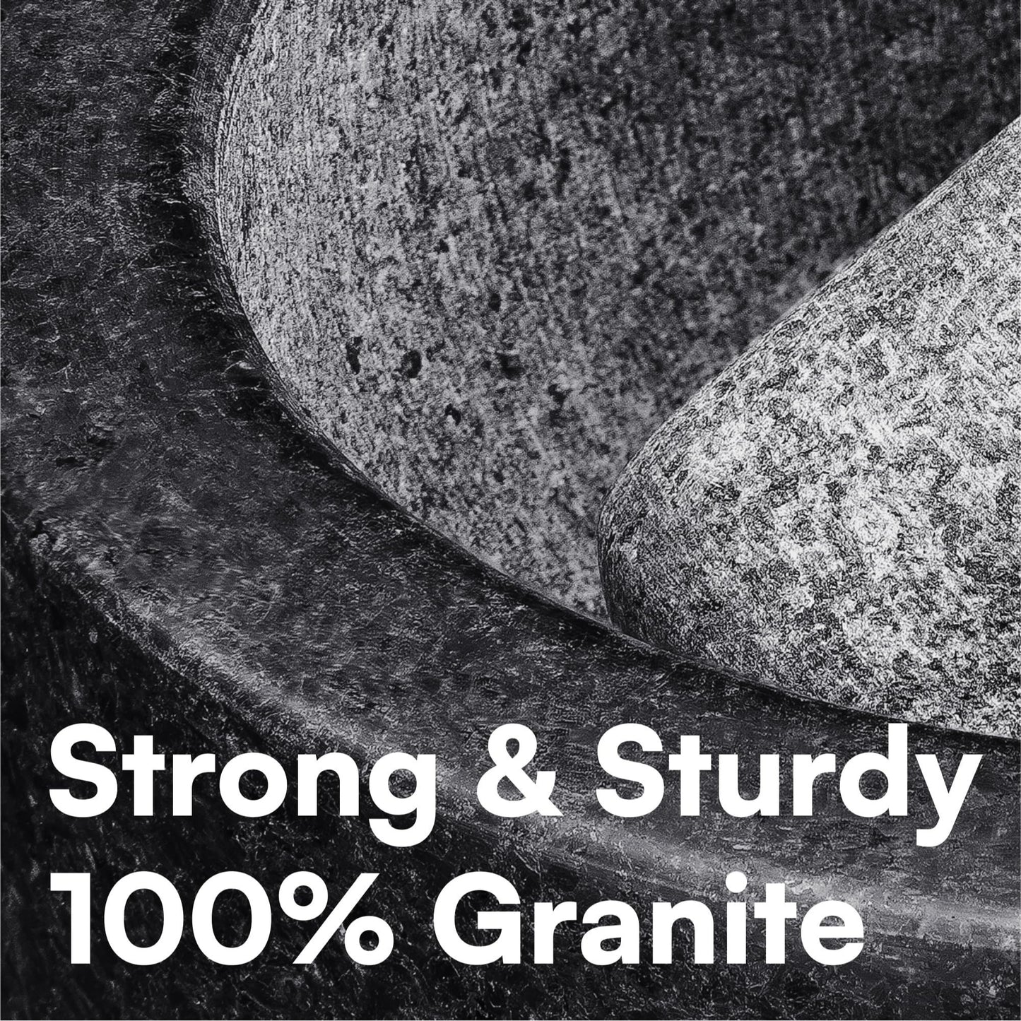 H&S Pestle and Mortar Set Premium Solid Granite Stone Large Black - 16cm (6.3in) Diameter