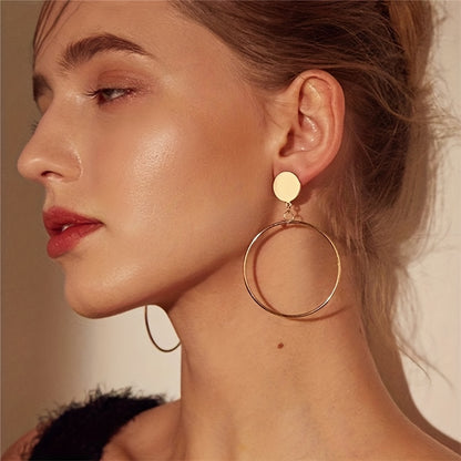 5-Pair Vintage Fashion Geometric Metal Round Stud Earrings Set, Wedding Party Earrings for Various Occasions, Random Shipping (No Duplicates)