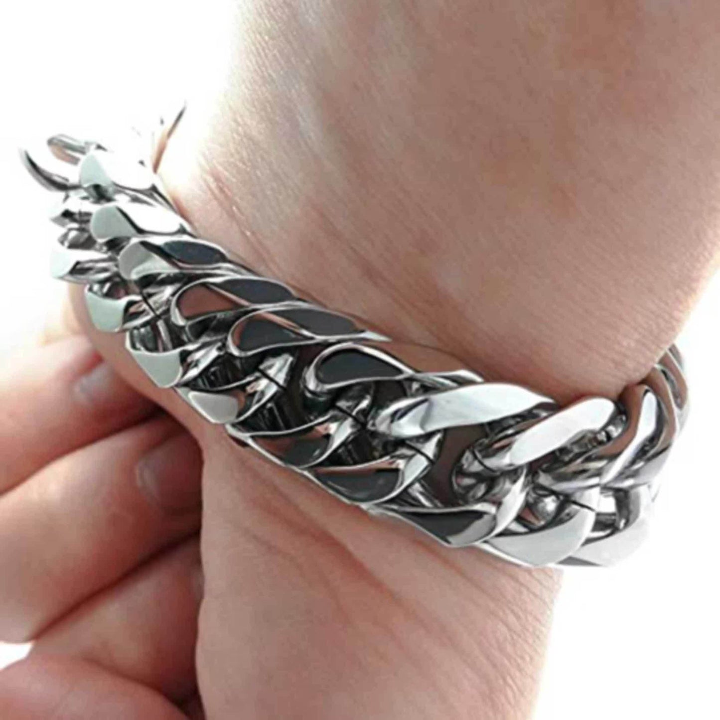 16/19/21Mm Width 316 Stainless Steel Curb Bracelet Hip Hop Party Men'S 316 Stainless Steel Bracelet Heavy Chain