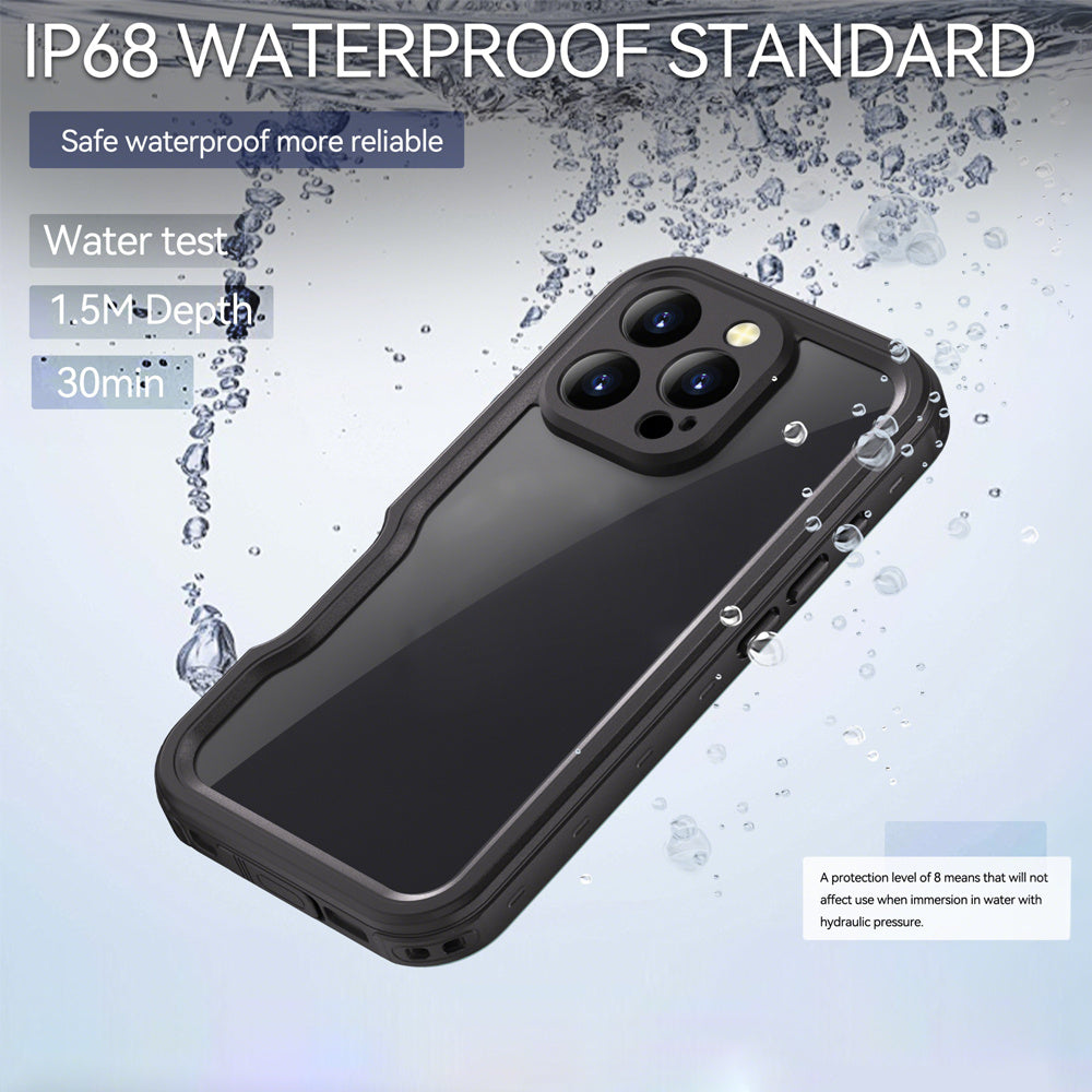 For iPhone 16 Plus 16 Pro Max Waterproof 360° Full Body Case Drop-proof Dustproof Snowproof Built-in Screen Protector Phone Case