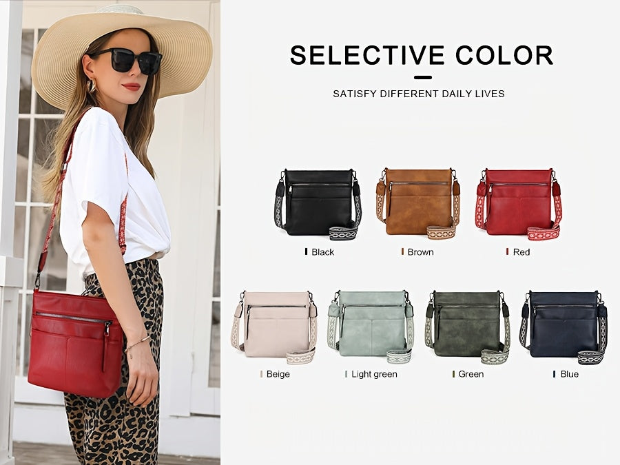 New Women's Shoulder Bag - Large Capacity Crossbody Bag with Fashionable Jacquard Wide Shoulder Strap - Simple Yet Stylish, High-quality Commuter Bag for Women
