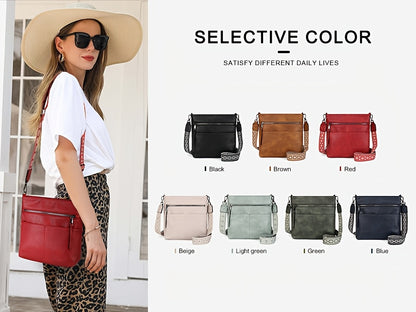 New Women's Shoulder Bag - Large Capacity Crossbody Bag with Fashionable Jacquard Wide Shoulder Strap - Simple Yet Stylish, High-quality Commuter Bag for Women