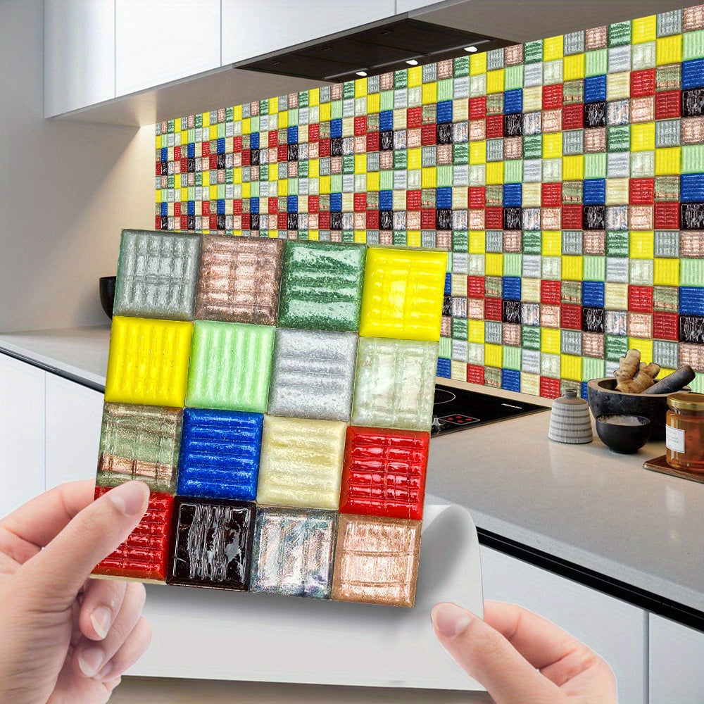 60pcs 10cm Stickers Film Creative Stickers Simulation Decoration DIY Wall Stickers Floor Plane Stickers Kitchen Bathroom Decor Wall Decal (Single Sticker Size 10cm*10cm)