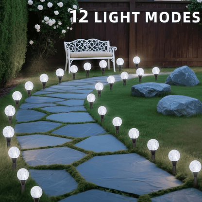 20pcs Solar Garden Crystal Lights, Outdoor Lawn Lights with 8 Lighting Modes, Daytime Auto-Off And Night-On for Summer, Camping, Christmas, Wedding, Party, Birthday Pathway Decorations