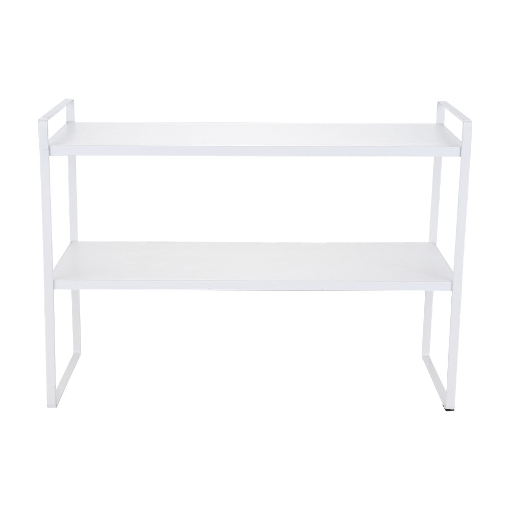 Multi-Tier Storage Rack, Mug Shelves for Desks, Black/White/Natural Wooden and Metal Countertop Organizer Shelf, Display Rack, Perfect for Dormitories Home Office Kitchen Bathroom