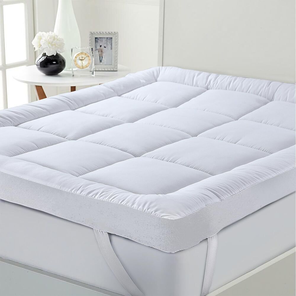 1pc Hotel Quality Mattress Toppers Microfiber Mattress Cover, 10cm Soft and Breathable, Fits Single, Double, King, and California King Bed Sizes, White