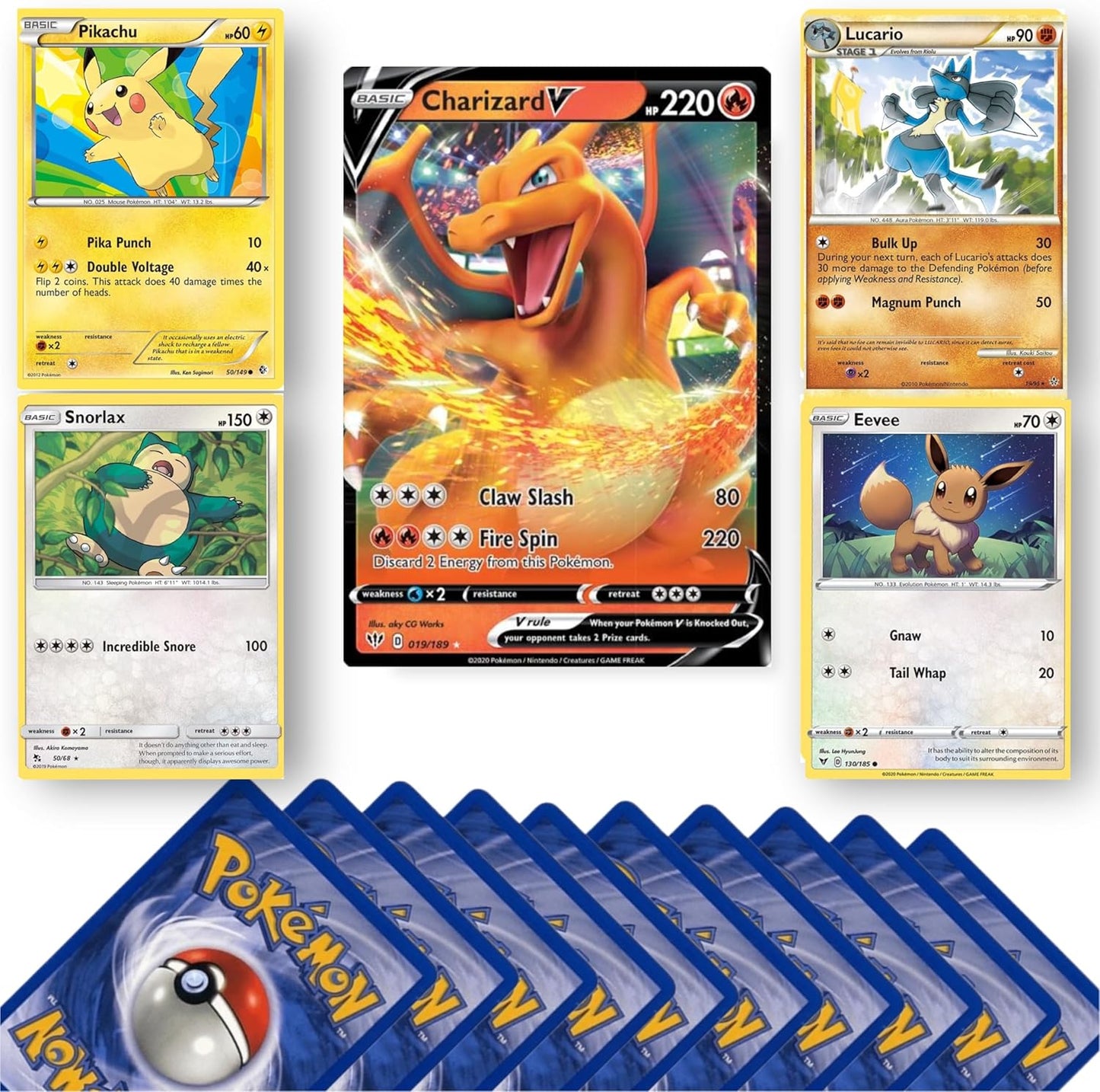 Genuine Pokémon Card Bundle, 20 Cards Including 4 Holo Rare Cards and 1 Ultra Rare EX, V, GX, VMAX, or VSTAR Card