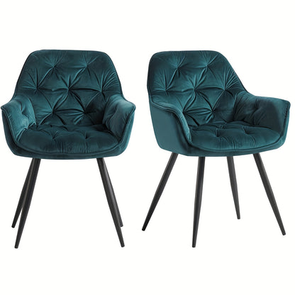 Velvet Dining Chairs with Armrests – Upholstered High-Density Foam Seat, 83cm Tall, 1pc, 2pcs or 4pcs Set for Kitchen, Living Room, Bedroom & Lounge, 7 Colours
