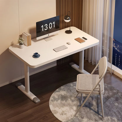Premium Manual Adjustable Desk 60-90cm - Ergonomic Workstation with Crank Handle & Reinforced Base, Gaming & Home Office Desk, White Compact Study Table (Easy Assembly)