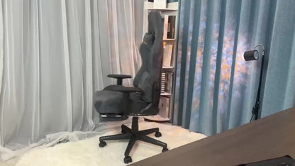 ANDYOU Gaming Chair, Breathable Office Chair, High Quality Fabric Soft Like Faux Fur. Ergonomic PC Chair, Adjustable Swivel Work Chairs with Footrest
