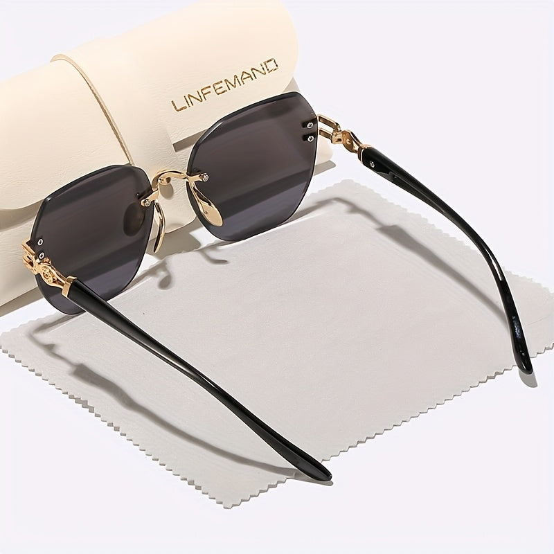 LINFEMAND Fashion Geometric Lightweight Frameless Decorative Glasses Women'S Party Bonfire Gala Surprise Unique Holiday Gift