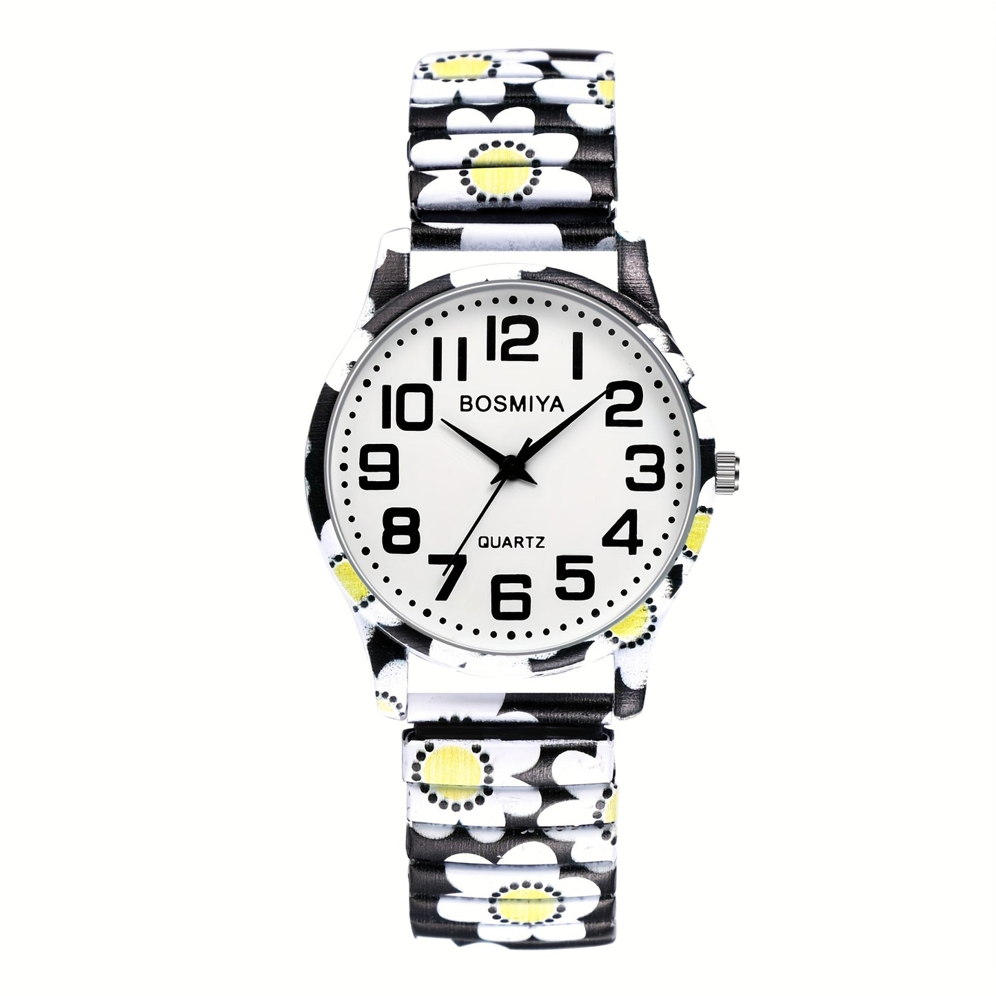 Bohemian Women'S Stretch Watch, Analog Quartz Wristwatch, Large Arabic Numerals Scale, Clear And Easy to Read, Round Case, Printed Decorative Stainless Steel Strap, Suitable for Casual, Business Wear, Mother'S Day Christmas Birthday Gift