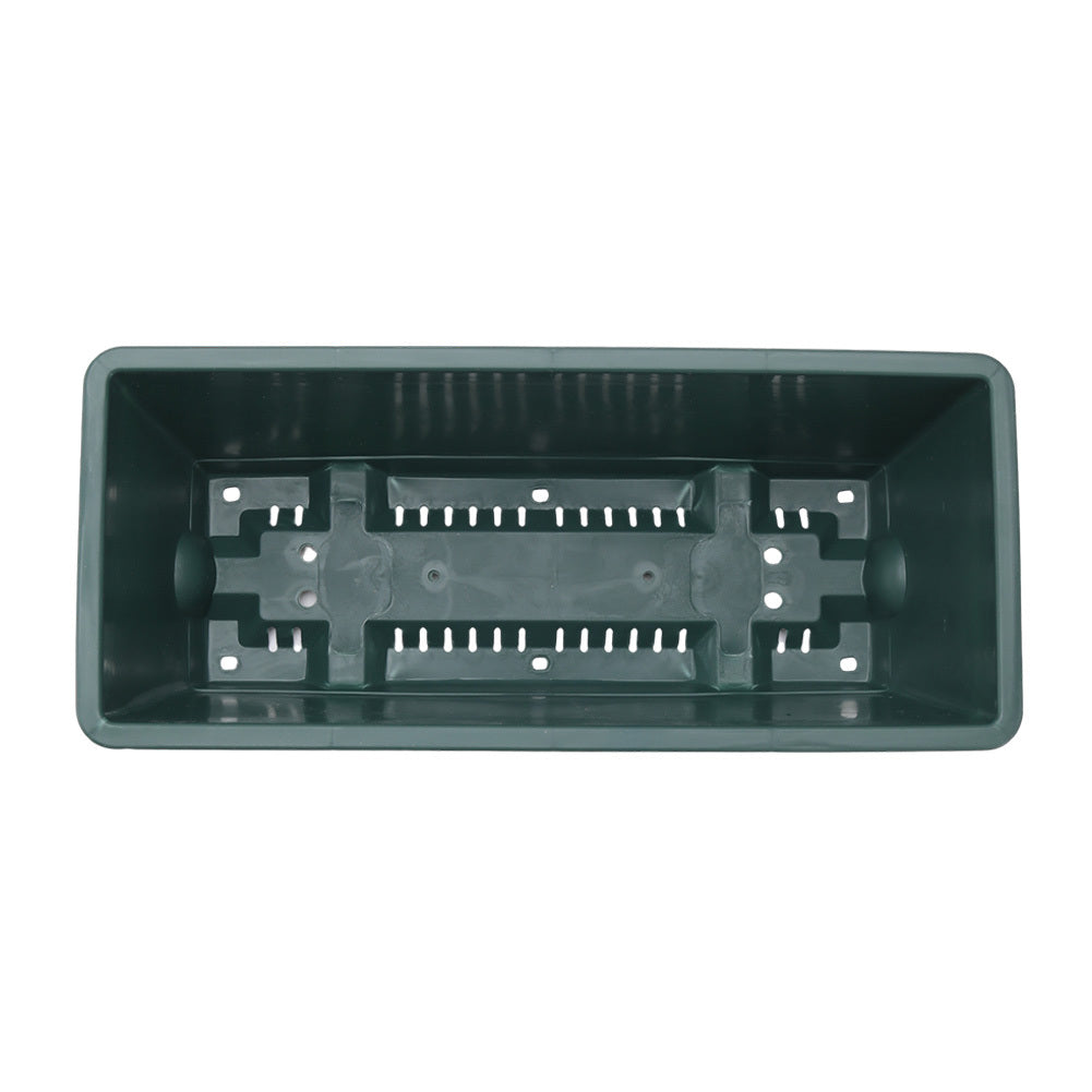 5pcs Balcony Vegetable Basin, Long Strip Horon Basin, Outdoor Creative Plastic Vegetable Planting Box, Available in White, Gray, Dark Green And Brick Red. Available Sizes: L42.5*W17*H14Cm/L49.5*W19*H*14Cm