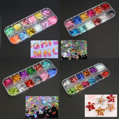 Resin Decoration Accessories Kit, Resin Accessories Jewelry Making Fillers Supplies, Heart Star Letter Shape Glitter Sequins Resin Jewelry Casting Molds, Jewelry Making Supplies, Jewelry Making Tools, Jewelry Making Kits, Jewelry, Nail Sticker For Nail Ar
