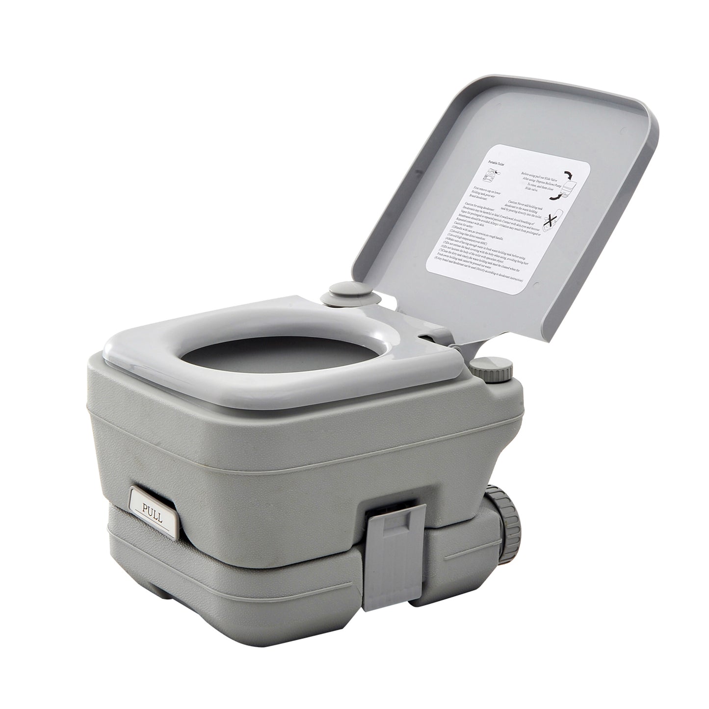 10L Portable Travel Toilet Outdoor Camping Picnic with 2 Detachable Tanks & Push-button Operation, Grey