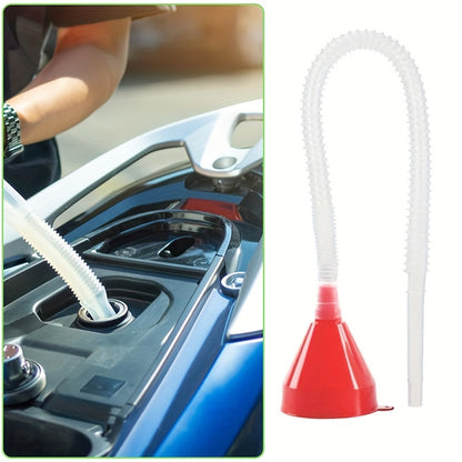 Fuel Funnels Set Plastic Neck Oil Funnels with Detachable Spout And Filter, Large Funnel for Gasoline, Oil Funnel Kit, Funnel Hose, 58.42cm Flexible Removable Hose, Right-Angle Long Neck Design - Spill-Proof, Fit, Durable & Easy-Clean, Funnel Automotive