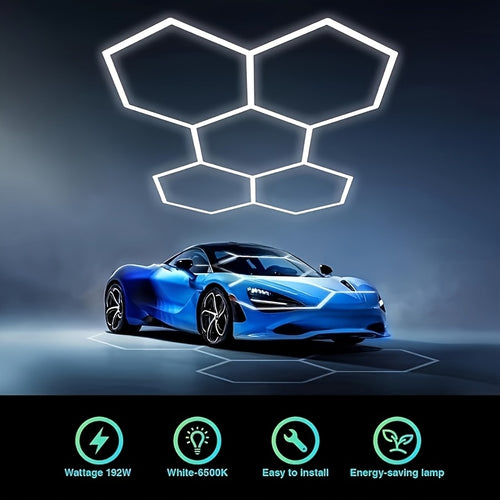 Hexagonal LED Garage Lights: Upgraded to 24 Sets Of Ultra Bright Ceiling Lights, Garage Lights, Detail Lights, Hexagonal Lighting, Suitable for Garages, Car Washes, Detail Stores, Hair Salons, Gyms, And Shops with Larger Sizes