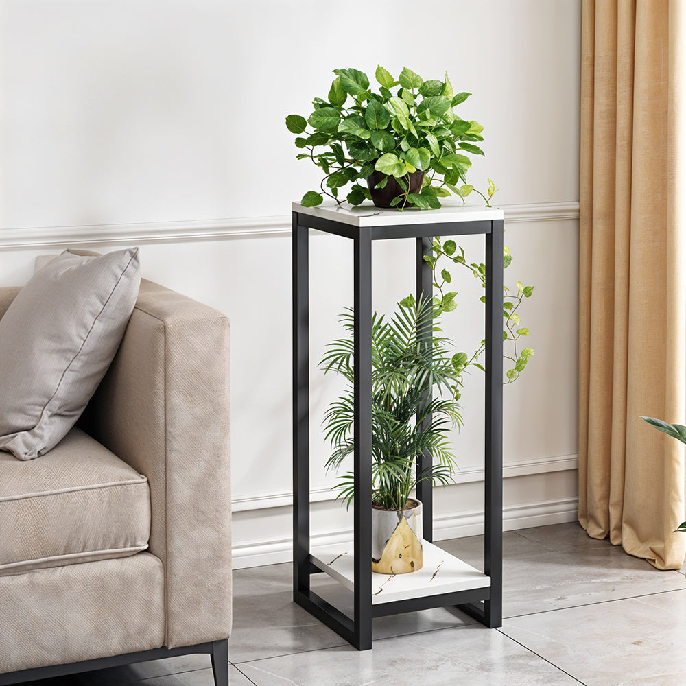 2-Tier Metal Plant Stand Indoor & Outdoor – Space-Saving Multi-Layer Potted Plant Rack for Living Room, Balcony & Bedroom | Sturdy, Easy Assembly | Black or White
