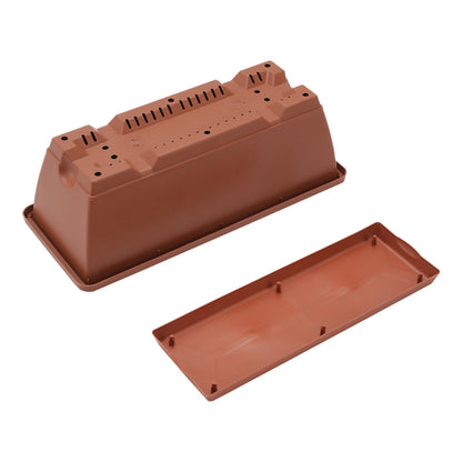 5pcs Balcony Vegetable Basin, Long Strip Horon Basin, Outdoor Creative Plastic Vegetable Planting Box, Available in White, Gray, Dark Green And Brick Red. Available Sizes: L42.5*W17*H14Cm/L49.5*W19*H*14Cm