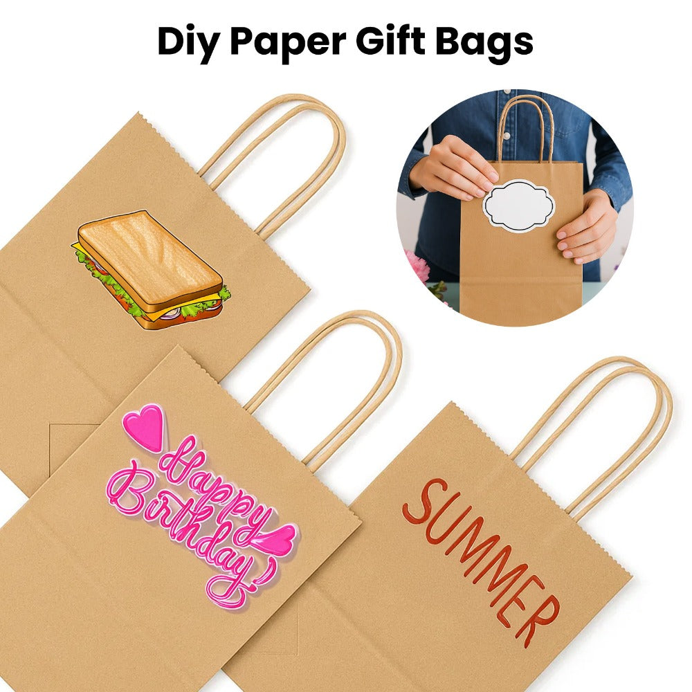 Kraft Paper Bags with Handles 100 Pack – Brown Gift Bags for Parties, Weddings, Retail, Christmas & Everyday Gift Wrapping