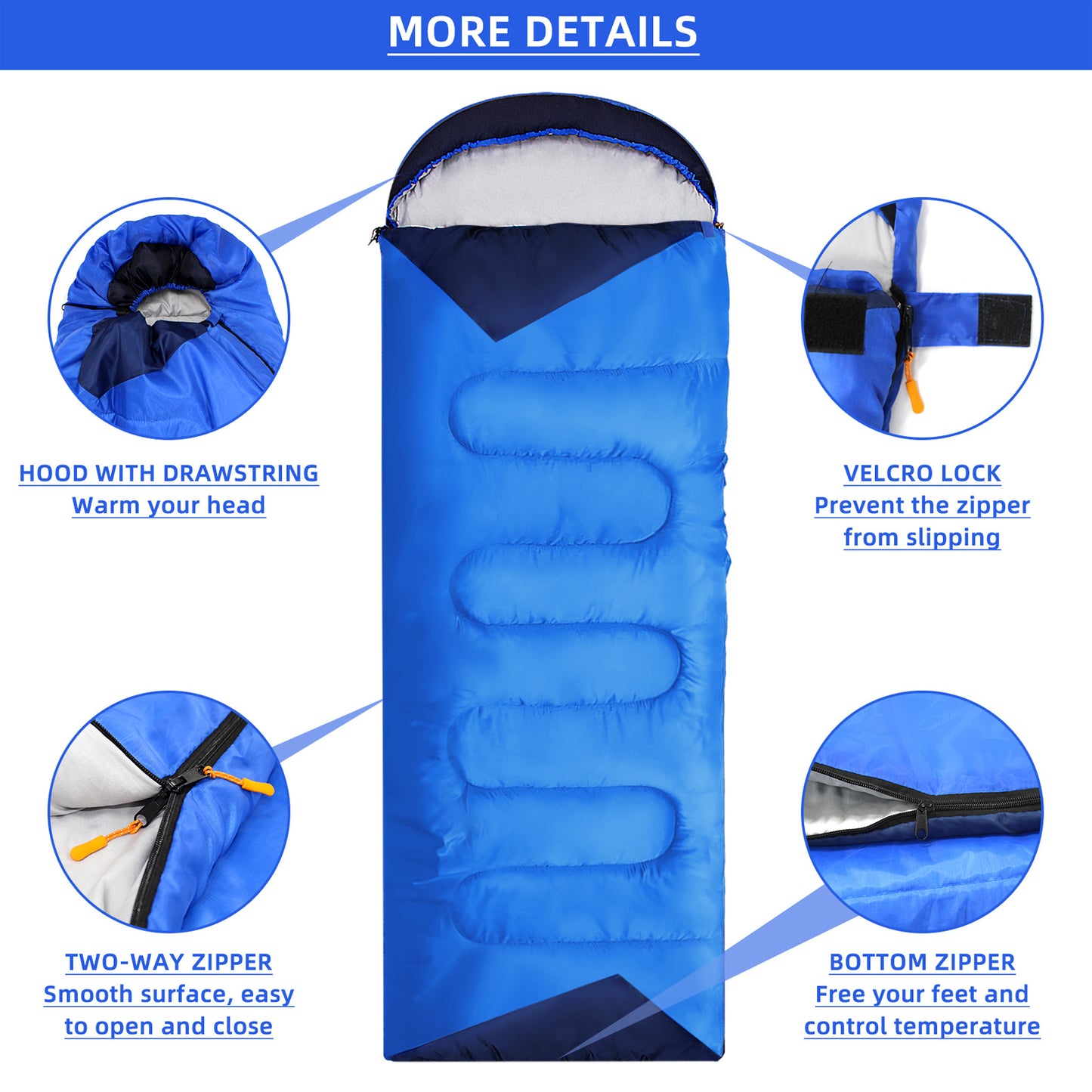 ACTIVE FOREVER Rectangular Sleeping Bag 3 Seasons - Lightweight Camping Sleeping Bags for Adults Indoor & Outdoor, Sleeping bag with Compression Sack for Hiking Backpacking