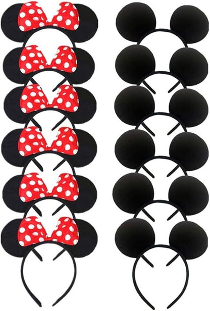 12 Pcs Mouse Ears Cartoon Headband for Birthday Halloween, Party Accessories, High Quality Material Headbands for Adults/Children Fancy Dress Costume Outfit Head Band Accessory Ears Headband
