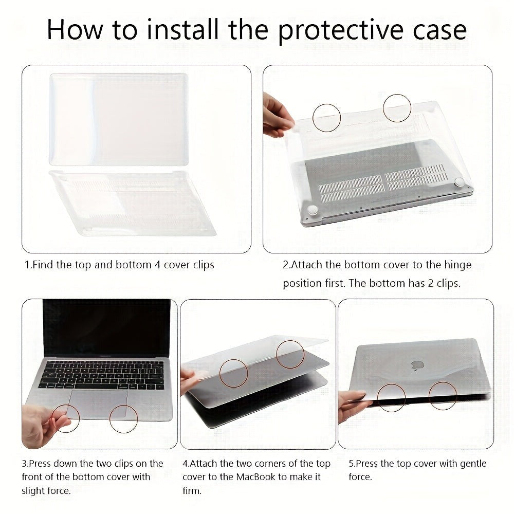 MacBook Air 13 Inch Case Set – 3-in-1 Grey Protective Hard Shell, Screen Protector & Cleaning Cloth for MacBook Air A1932, A2179 & A2337 (M1, 2018–2021)